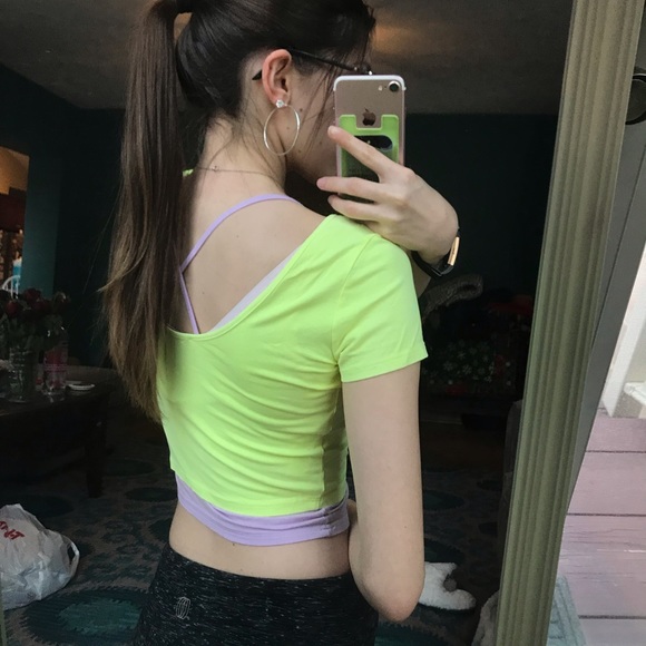 Neon Yellow Crop Top - Picture 1 of 8